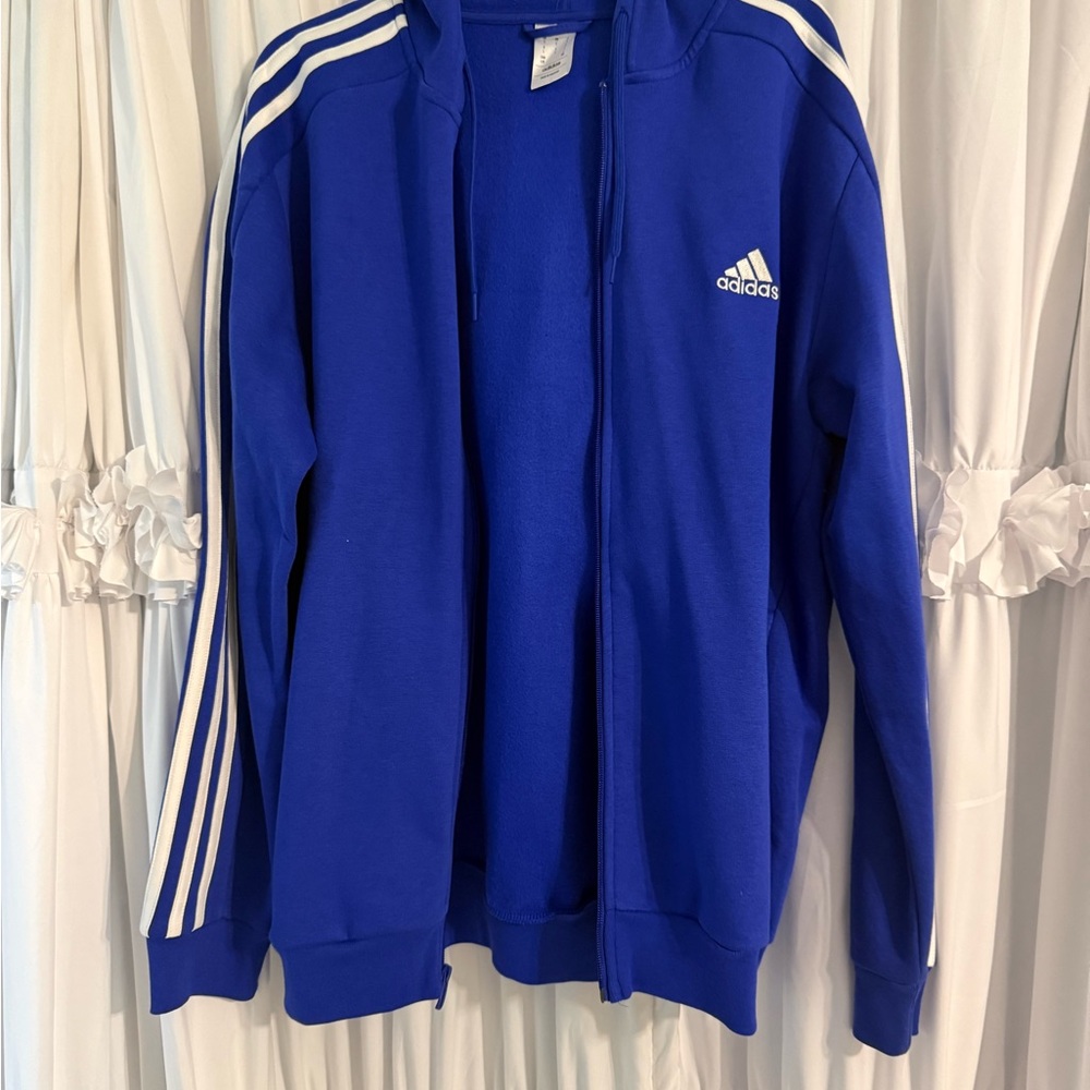 adidas Royal Blue Full-Zip Hooded Sweatshirt